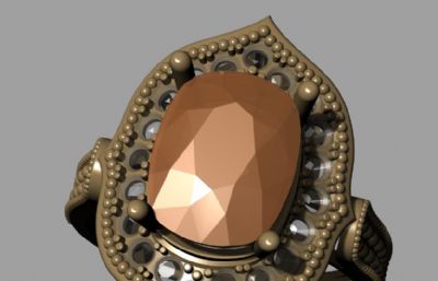 镶钻宝石戒指rhino模型