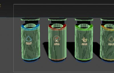 金属垃圾分类桶设计3D模型