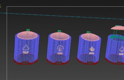 脚踏式圆形垃圾分类桶3D模型