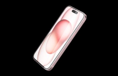 苹果iPhone 15粉色旗舰机C4D模型