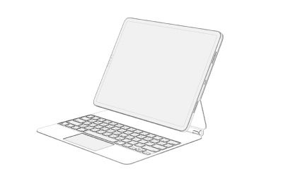 苹果iPad Pro 11英寸带键盘平板电脑keyshot渲染3D模型