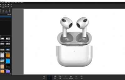苹果AirPods 第三代蓝牙耳机keyshot渲染3D模型