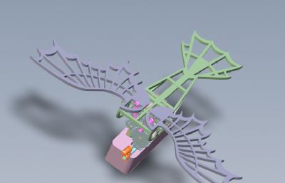 猫头鹰扑翼结构构Stp,stl模型,可打印