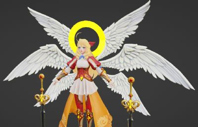 大天使双剑战士游戏人物blender模型