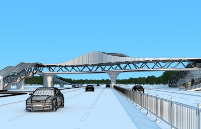 彩虹天桥,人行天桥3dmax模型