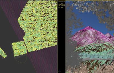 写实雪山湖泊场景,秋季植物3dmax模型,Corona渲染