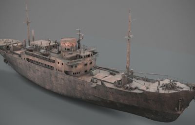 老旧生锈的废弃船只3dmax模型