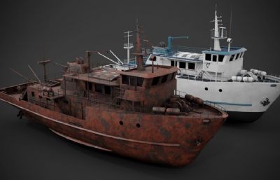 补给船,渔船max,fbx模型