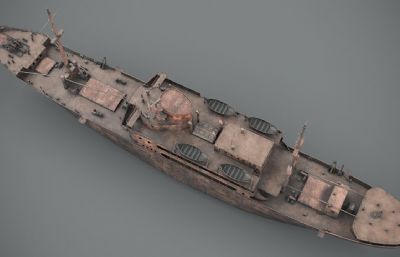 老旧生锈的废弃船只3dmax模型