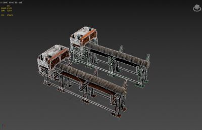 工业锯木厂,锯木机3dmax模型