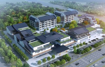 新中式医院整体设计3dmax模型