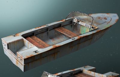 生锈的旧船,渔船3dmax模型