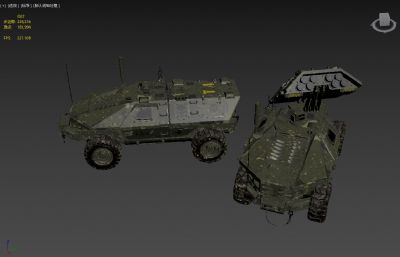 科幻装甲车,火箭炮3dmax模型