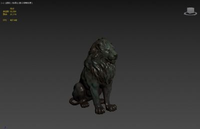 坐姿的狮子雕像,石像3dmax模型