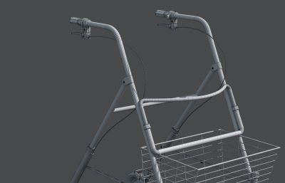 折叠步行器,带购物篮的扶手架,小推车3dmax模型