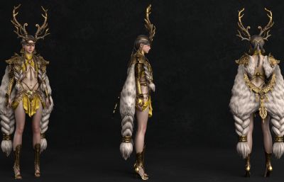 精灵女骑士,圣骑士,次世代部落女孩blender模型
