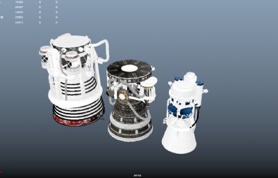 三款火箭发动机maya模型