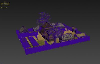 3D农家小院,农家茅草屋院子3dmax模型