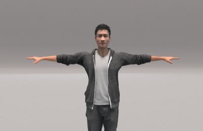 写实亚洲男人,小伙子3dmax模型,带跑步动画