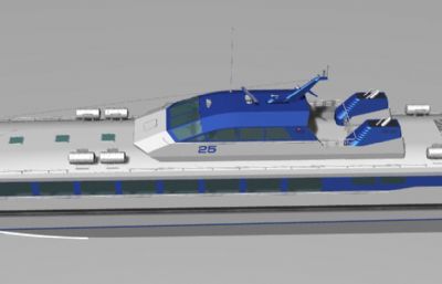 现代游船,快艇,交通工具rhino模型