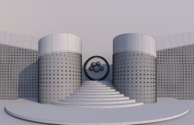 弧形台阶,入口台阶3dmax模型