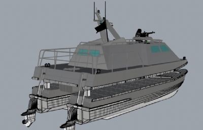 带攻击机枪的双体船rhino模型