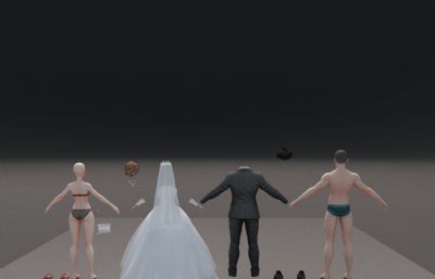 (原创)新婚夫妻,新郎,新娘人物3dmax模型