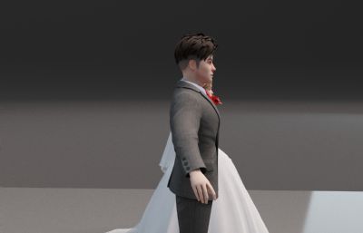 (原创)新婚夫妻,新郎,新娘人物3dmax模型