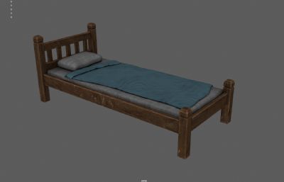 单人床,木床,简陋的床