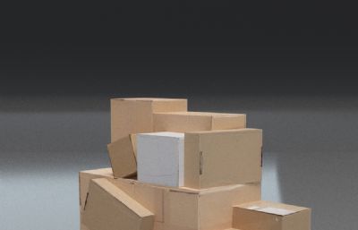堆砌的纸盒子,纸箱子max,fbx模型