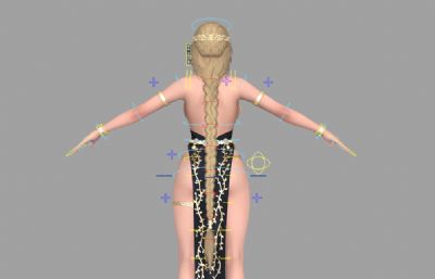 有表情绑定的希腊女王,写实女人体maya模型