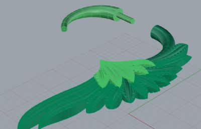 羽毛形状耳钉rhino模型