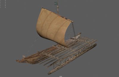 简易木筏帆船,木船,单桅帆船