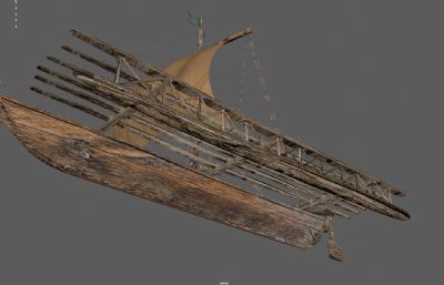 简易木筏帆船,木船,单桅帆船