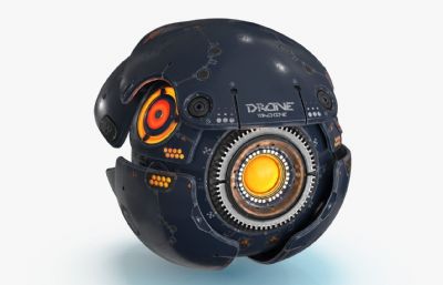 科幻球型无人机3dmax模型