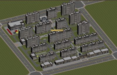 新中式小区住宅鸟瞰规划