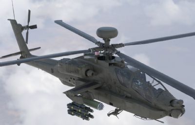AH64武装直升机max,fbx模型