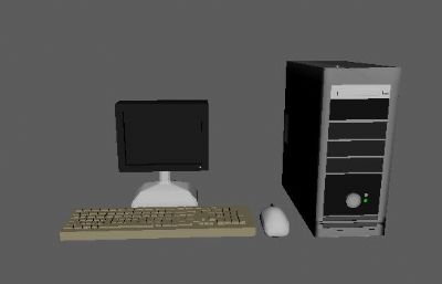 经典电脑,台式机电脑maya模型