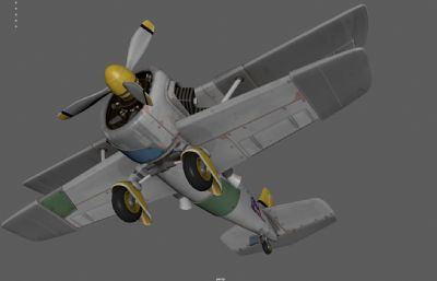 Q版双翼飞机,卡通游戏飞机,战斗机