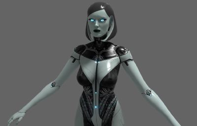 赛博朋克女机器人blender模型