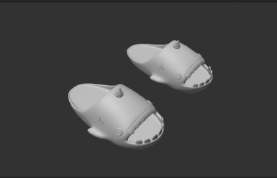可爱鲨鱼拖鞋C4D,obj模型素模
