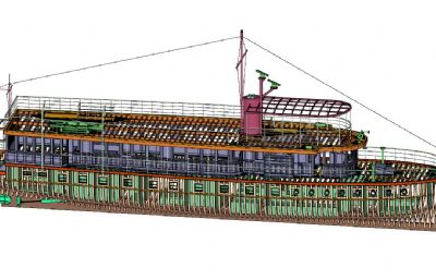 木船框架skp模型