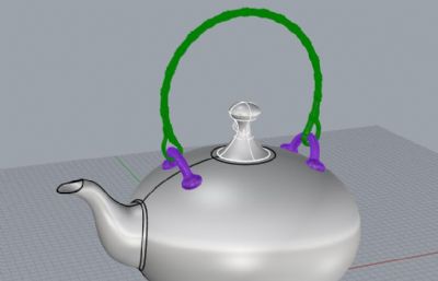 藤柄茶壶,中式古典茶壶rhino模型