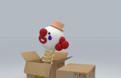 愚人节小丑玩具快递箱3dmax模型
