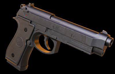 伯莱塔M9手枪blender模型