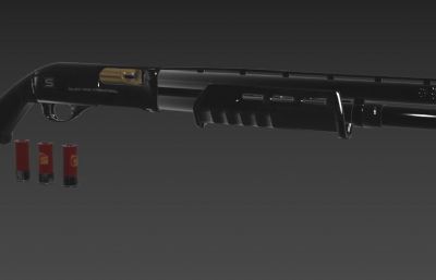 M870霰弹枪游戏道具低模