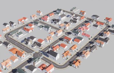 欧式别墅群,小城镇3dmax模型