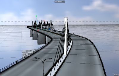 S型大桥,跨江大桥FBX模型