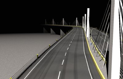 S型大桥,跨江大桥FBX模型