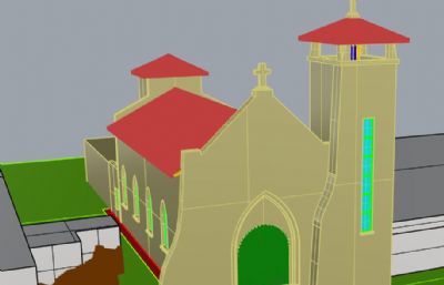 有内部构造的基督教教堂rhino模型